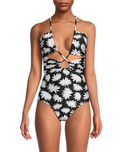 PATBO Dahlia Floral One-piece Swimsuit - Black