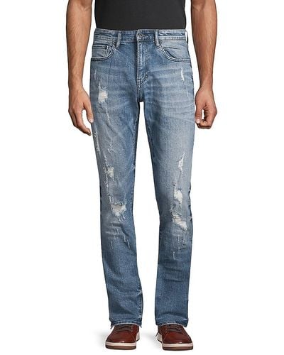 PRPS Five Slim Fit High Rise Distressed Jeans - Blue