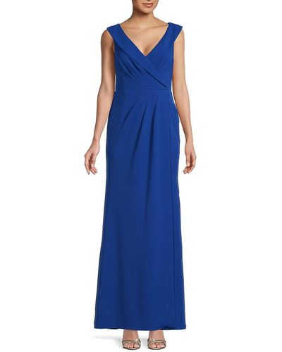 Adrianna Papell Draped Collared Gown - Blue