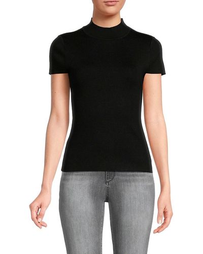 St. John Dkny Ribbed Fitted Top - Black