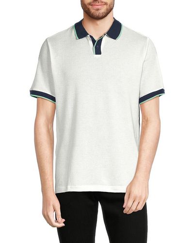 Ocean Current Contrast Edge Honeycomb Knit Polo - White