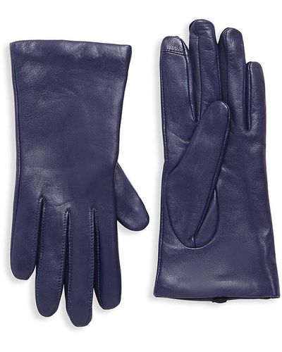 Saks Fifth Avenue Saks Fifth Avenue Cashmere-Lined Leather Gloves - Blue