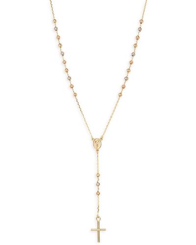 Saks Fifth Avenue Tri Tone 14k Gold Rosary Lariat Necklace - Metallic