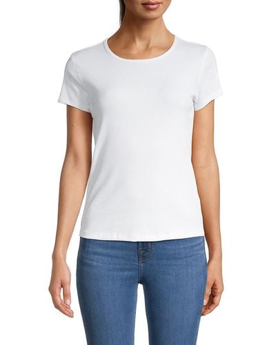 Elie Tahari Ribbed Pima Cotton-blend T-shirt - White