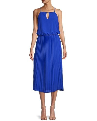 Sam Edelman Solid-hued Pleated Dress - Blue