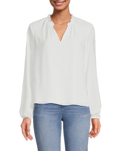 Elie Tahari T Tahari Long Sleeve Blouse - White