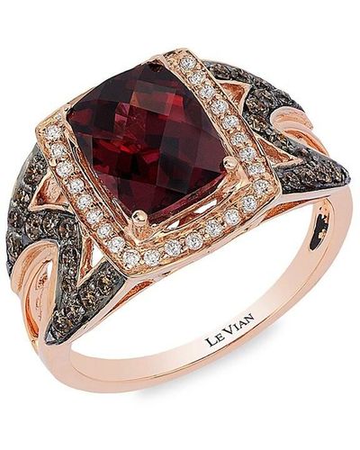 Le Vian Chocolatier® 14k Strawberry Gold®, Raspberry Rhodolite®, Diamond® & Vanilla Diamond® Statement Ring - Brown