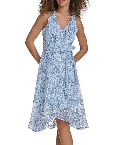 Kensie Floral Belted Midi Dress - Blue