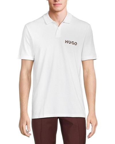 HUGO Delongu Regular Fit Logo Polo - White