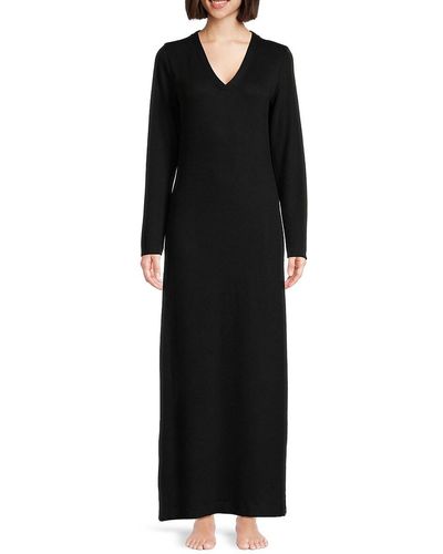 Natori V Neck Sweatshirt Maxi Dress - Gray