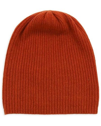 Portolano Cashmere Ribbed Slouchy Hat - Red