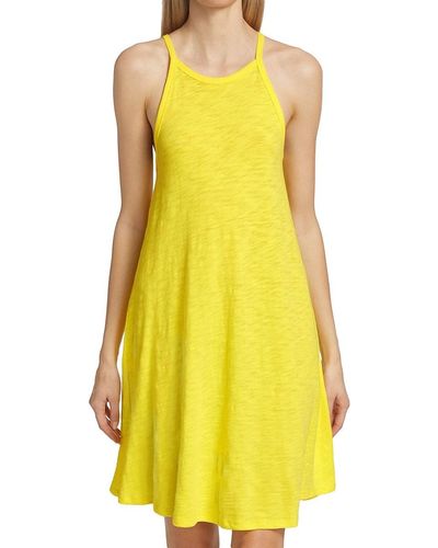 ATM Slub Knit Tank Mini Dress - Yellow