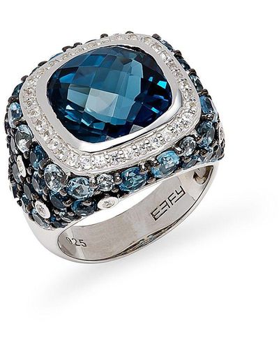 Effy Sterling Silver, Topaz & Sapphire Ring - Blue