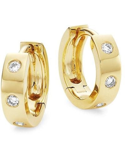 Saks Fifth Avenue 14k-yellow-gold & 0.11 Tcw Diamond Mini Huggie Earrings - Metallic