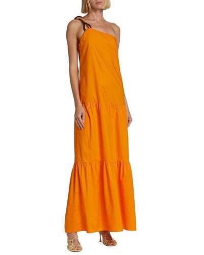 Johanna Ortiz Volcanic Dreams Asymmetric Poplin Maxi Dress - Orange