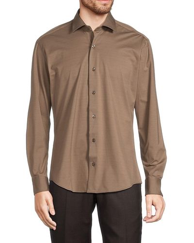 Bertigo Solid Long Sleeve Shirt - Brown