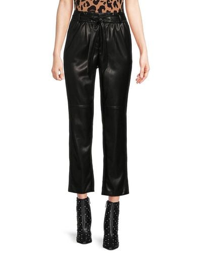 Calvin Klein Paperbag Faux Leather Ankle Pants - Black
