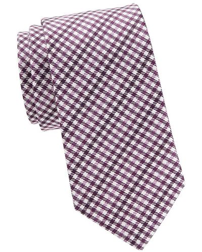 Brioni Checked Silk Tie - Purple