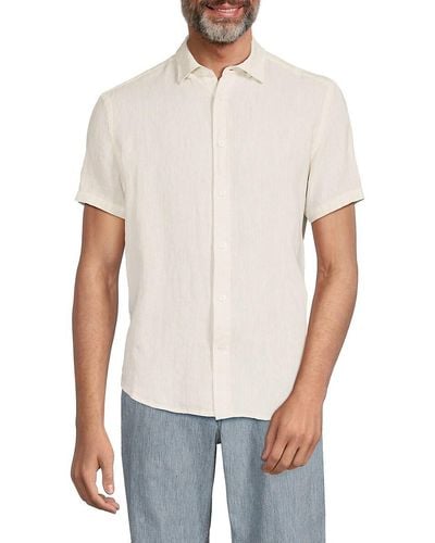 Report Collection Short Sleeve Linen Shirt - White