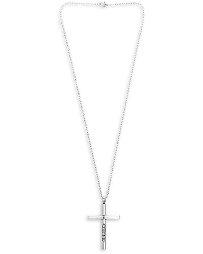 Eye Candy LA Stainless Steel & Crystal Cross Pendant Necklace - White