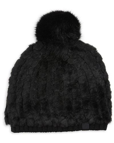 Calvin Klein Pom Pom Faux Fur Beanie - Black
