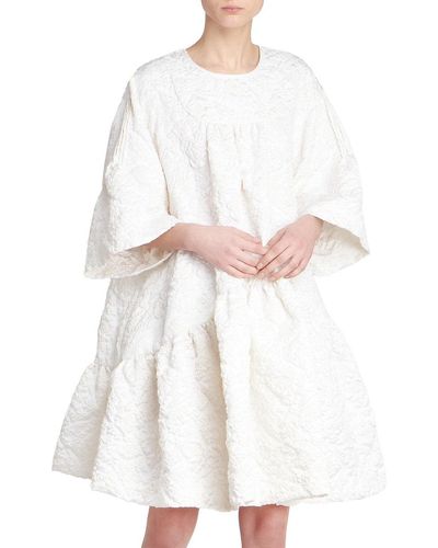 Simone Rocha Short Gathered Cloque Dress - White