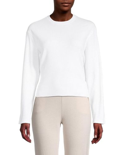 ATM Long-Sleeve Ribbed Crop Top - White