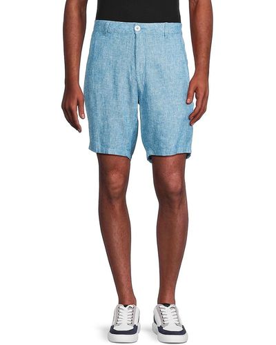 Saks Fifth Avenue Saks Fifth Avenue Linen Blend Bermuda Shorts - Blue
