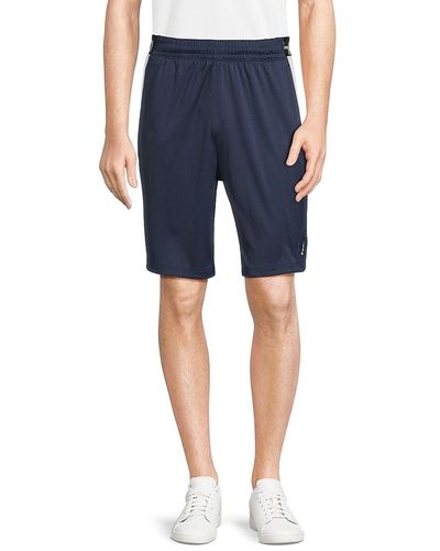Head Cue Slim Fit Perforated Shorts - Blue