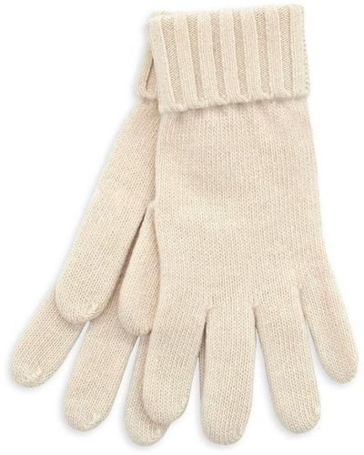 Portolano Rib Trim Cashmere Gloves - Natural