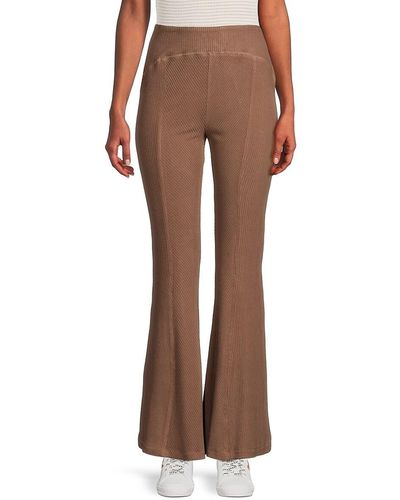 AREA STARS Ribbed Flare Pull On Pants - Brown