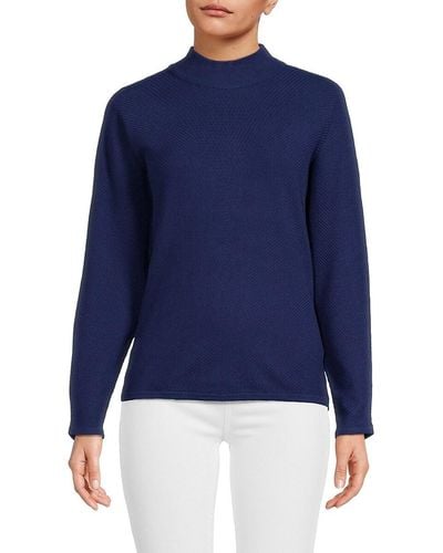 Tahari Patterned Mockneck Sweater - White