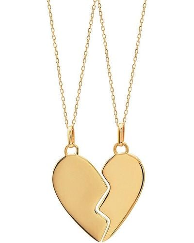 Gabi Rielle 2-Piece 22K Vermeil Bff Heart Pendant Necklace Set - Metallic