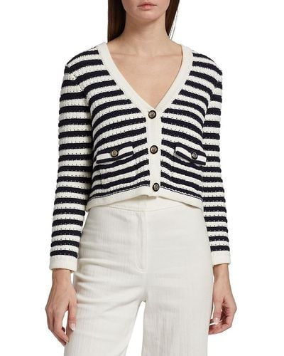 Ba&sh Gamden Stripe Cropped Cardigan - White
