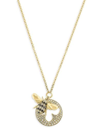 Effy 14k Yellow Gold & 0.48 Tcw Diamond Bee Charm Necklace - Metallic