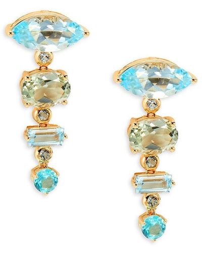 Effy 14k Yellow Gold & Multi Stone Drop Earrings - White