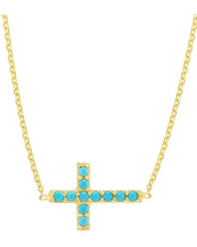 Saks Fifth Avenue Saks Fifth Avenue 14K & -Made Nano Mini Cross Necklace - Blue
