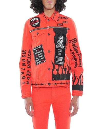 Cult Of Individuality 'Graphic Denim Jacket - Red