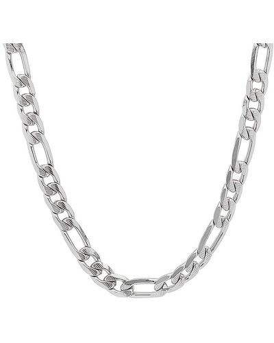 Anthony Jacobs Stainless Steel Diamond Cut Figaro Chain Link Necklace/24" - Metallic
