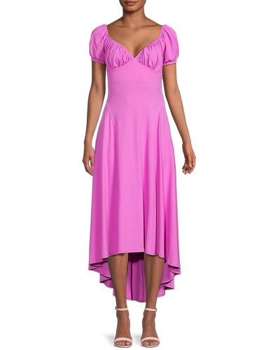 Susana Monaco Puff Sleeve High Low Midi Dress - Pink