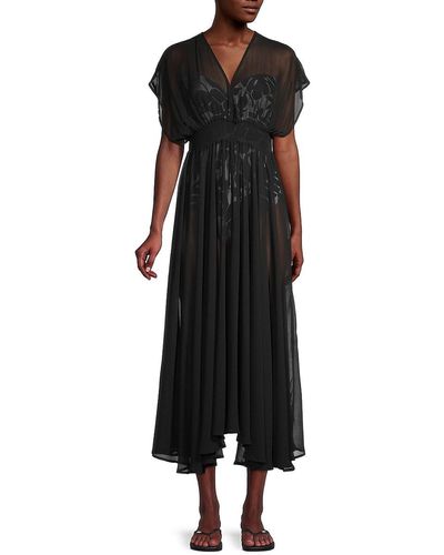 Kate Spade Sheer Smocked Cover-up Dress - Black