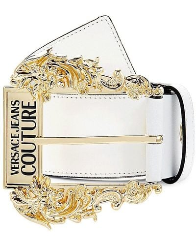 Versace Logo Leather Belt - Metallic