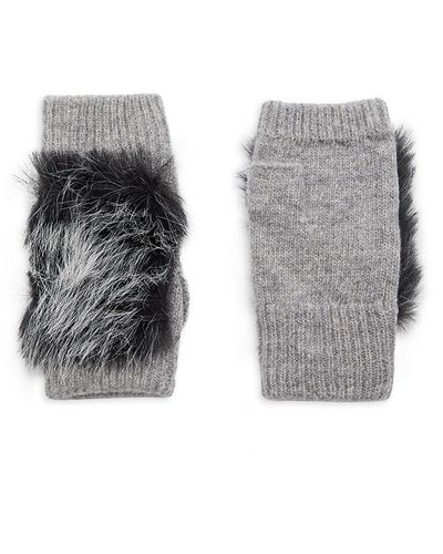 Adrienne Landau Faux Fur Fingerless Gloves - Grey