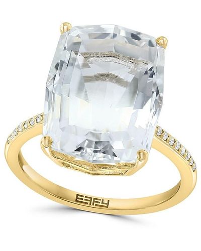 Effy 14k Yellow Gold, White Topaz & Diamond Ring - Multicolor
