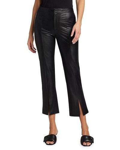PAIGE Mesa Cropped Faux Leather Trousers - Black