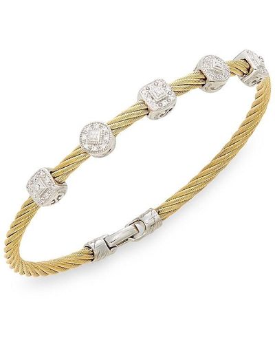 Alor Diamond, 18k Yellow Gold & Steel Coil Bracelet - Metallic