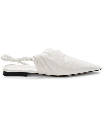 Bottega Veneta Pointed Toe Twist Leather Slingback Flats - White