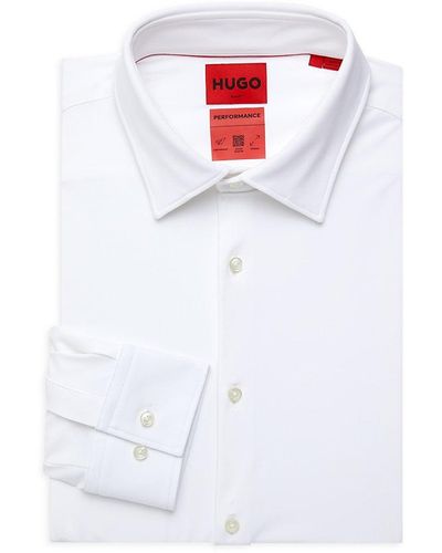 HUGO Kenno Solid Slim Fit Dress Shirt - White