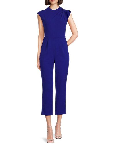 Calvin Klein Pleated Cropped Jumpsuit - Blue