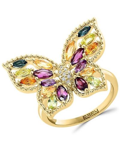 Effy 14k Yellow Gold & Multi Stone Butterfly Ring - Metallic